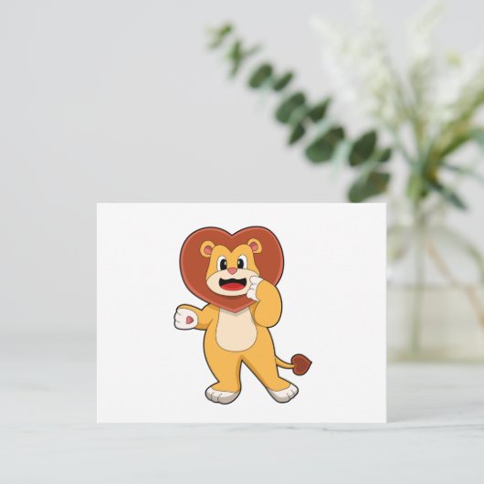 Löwe mit Herz Postkarte (Stehend Vorderseite)
