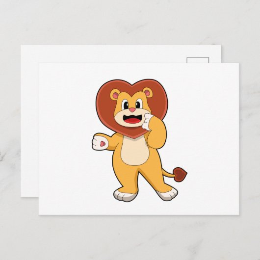 Löwe mit Herz Postkarte (Vorne/Hinten)