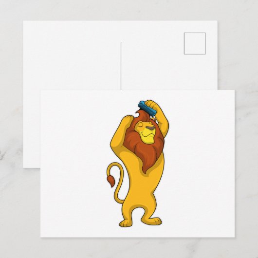 Löwe mit Kamm Postkarte (Vorne/Hinten)