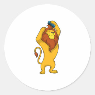 Löwe mit Kamm Runder Aufkleber