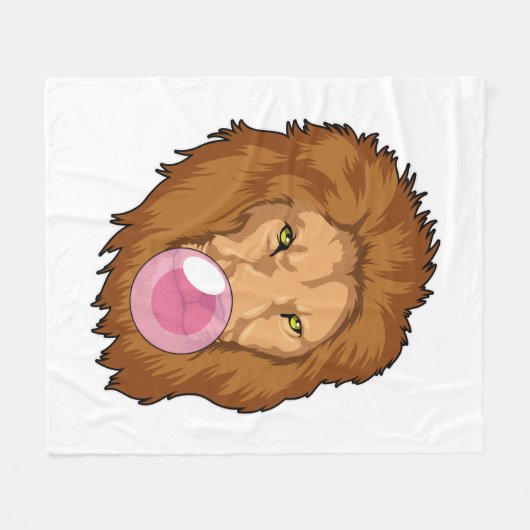 Löwe mit Kaugummi Fleecedecke (Vorderseite (Horizontal))