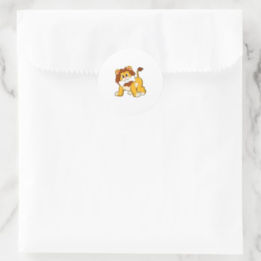 Löwe mit Knochen Runder Aufkleber (Tasche)