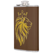 Löwe mit Krone - Gold Stil 2 Flachmann (Links)