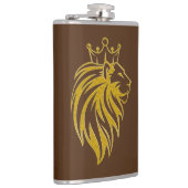 Löwe mit Krone - Gold Stil 2 Flachmann (Rechts)