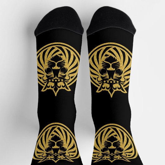 Löwe mit Krone - Gold Stil 4 Socken (Oben)