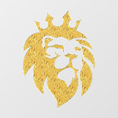 Löwe mit Krone - Goldstil 1 Fensteraufkleber (Blatt)