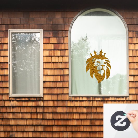 Löwe mit Krone - Goldstil 1 Fensteraufkleber (Fenster Zuhause)