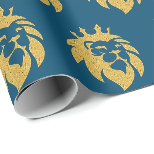 Löwe mit Krone - Goldstil 1 Geschenkpapier (Rolleneckpunkt)
