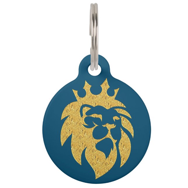 Löwe mit Krone - Goldstil 1 Haustiermarke (Vorderseite)