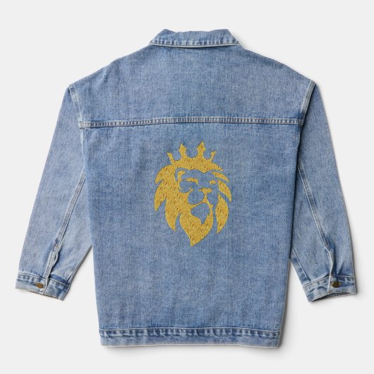 Löwe mit Krone - Goldstil 1 Jeansjacke (Rückseite)
