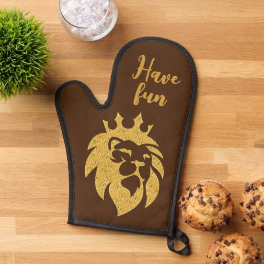 Löwe mit Krone - Goldstil 1 Ofenhandschuh (Oben unten)