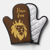 Löwe mit Krone - Goldstil 1 Ofenhandschuh (Vorderseite/Rückseite)