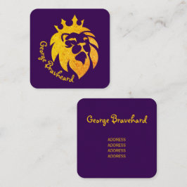 Löwe mit Krone - Goldstil 1 Quadratische Visitenkarte