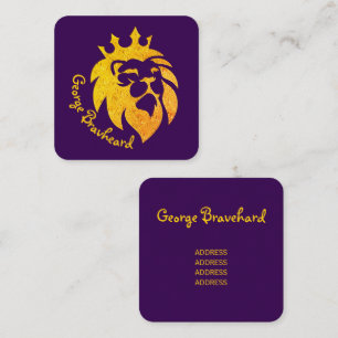 Löwe mit Krone - Goldstil 1 Quadratische Visitenkarte