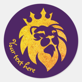 Löwe mit Krone - Goldstil 1 Runder Aufkleber