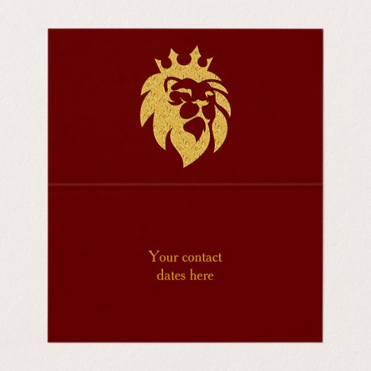 Löwe mit Krone - Goldstil 1 Visitenkarten (Innenseite Aufgefaltet)