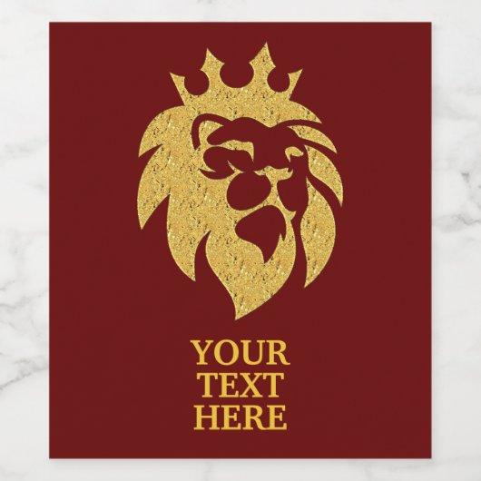 Löwe mit Krone - Goldstil 1 Weinetikett (Einzelnes Label)