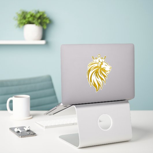 Löwe mit Krone - Goldstil 2 Aufkleber (Laptop auf Schreibtisch)