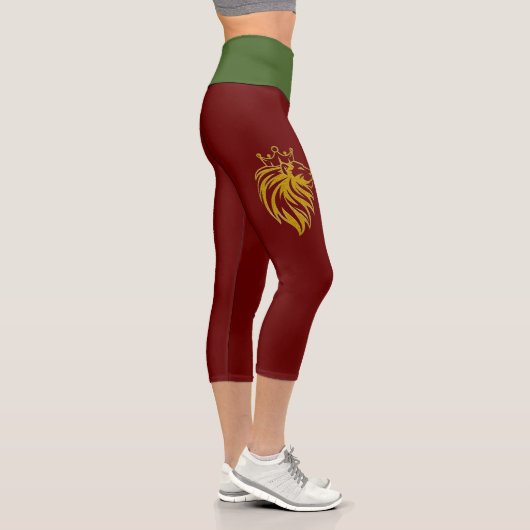 Löwe mit Krone - Goldstil 2 Capri Leggings (Rechts)