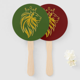 Löwe mit Krone - Goldstil 2 Fächer