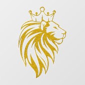 Löwe mit Krone - Goldstil 2 Fensteraufkleber (Blatt)