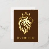 Löwe mit Krone - Goldstil 2 Folie Einladungspostkarte (Vorderseite/Rückseite)