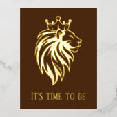 Löwe mit Krone - Goldstil 2 Folie Einladungspostkarte (Vorderseite)