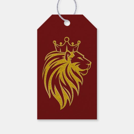 Löwe mit Krone - Goldstil 2 Geschenkanhänger (Vorderseite)