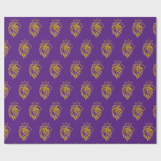 Löwe mit Krone - Goldstil 2 Geschenkpapier (Flach)