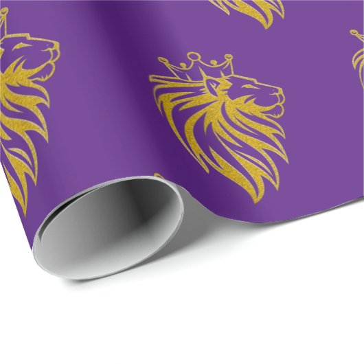 Löwe mit Krone - Goldstil 2 Geschenkpapier (Rolleneckpunkt)
