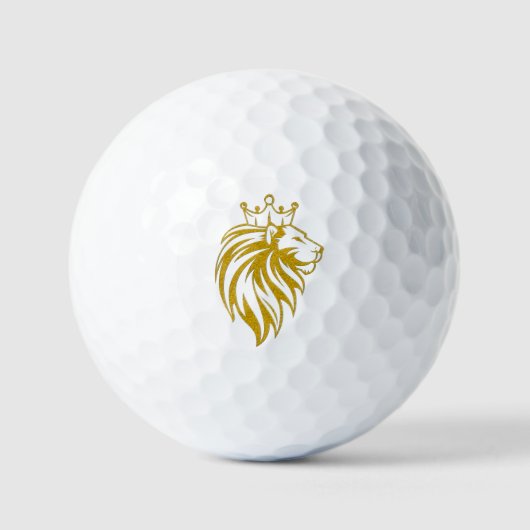 Löwe mit Krone - Goldstil 2 Golfball (Vorderseite)