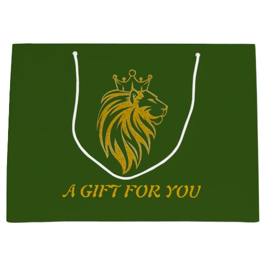 Löwe mit Krone - Goldstil 2 Große Geschenktüte (Vorderseite)