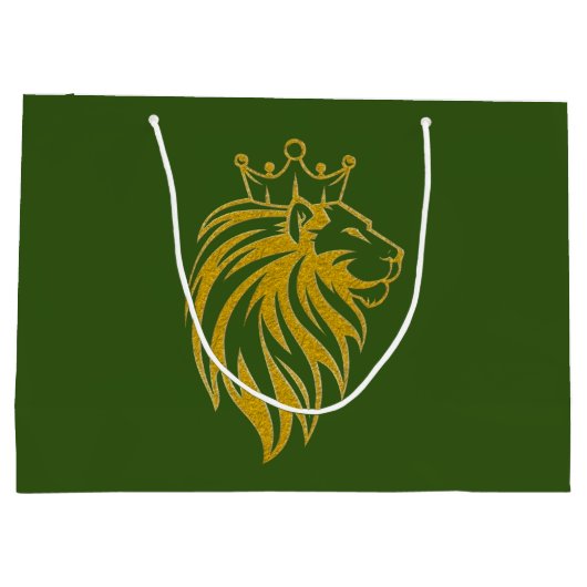 Löwe mit Krone - Goldstil 2 Große Geschenktüte (Rückseite)