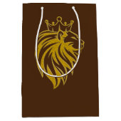 Löwe mit Krone - Goldstil 2 Mittlere Geschenktüte (Vorderseite)