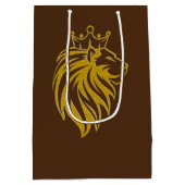 Löwe mit Krone - Goldstil 2 Mittlere Geschenktüte (Rückseite)