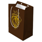 Löwe mit Krone - Goldstil 2 Mittlere Geschenktüte (Rückseite Schrägansicht)