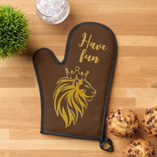 Löwe mit Krone - Goldstil 2 Ofenhandschuh (Oben unten)