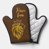 Löwe mit Krone - Goldstil 2 Ofenhandschuh (Vorderseite/Rückseite)