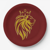 Löwe mit Krone - Goldstil 2 Pappteller (Vorderseite)