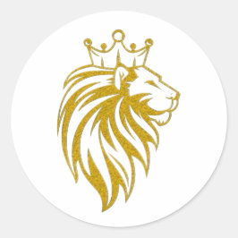 Löwe mit Krone - Goldstil 2 Runder Aufkleber