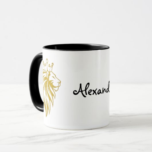 Löwe mit Krone - Goldstil 2 Tasse (Vorderseite Links)