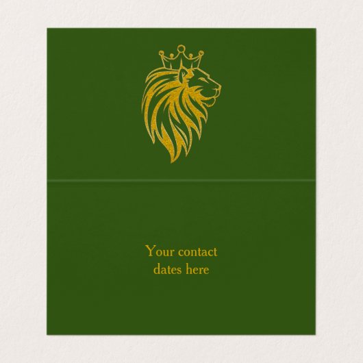 Löwe mit Krone - Goldstil 2 Visitenkarten (Innenseite Aufgefaltet)
