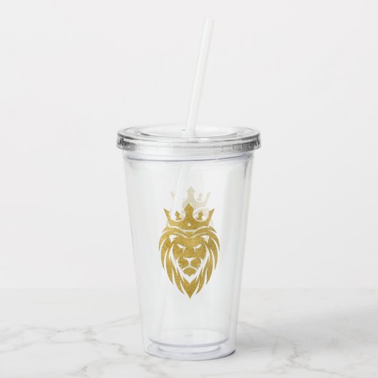 Löwe mit Krone - Goldstil 3 Acryltrinkbecher (Rückseite)