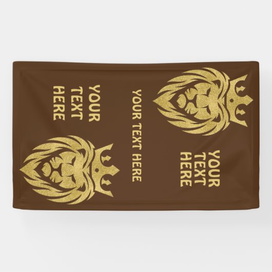 Löwe mit Krone - Goldstil 3 Banner (Horizontal)