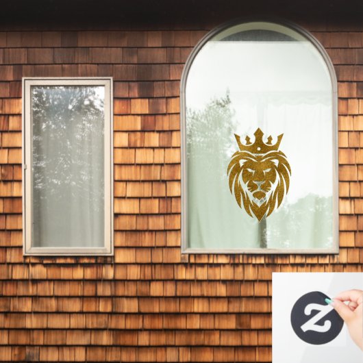 Löwe mit Krone - Goldstil 3 Fensteraufkleber (Fenster Zuhause)