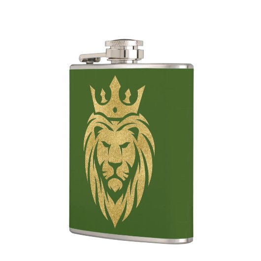 Löwe mit Krone - Goldstil 3 Flachmann (Links)