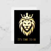 Löwe mit Krone - Goldstil 3 Folie Einladungspostkarte (Vorderseite/Rückseite)