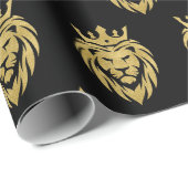 Löwe mit Krone - Goldstil 3 Geschenkpapier (Rolleneckpunkt)