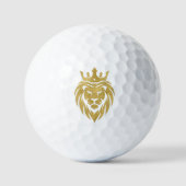 Löwe mit Krone - Goldstil 3 Golfball (Vorderseite)