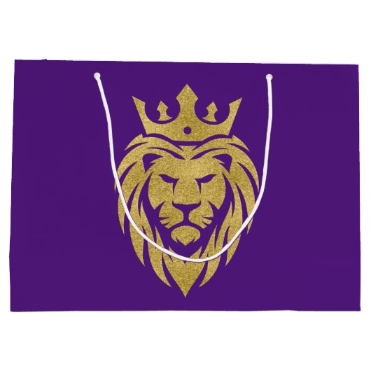 Löwe mit Krone - Goldstil 3 Große Geschenktüte (Rückseite)